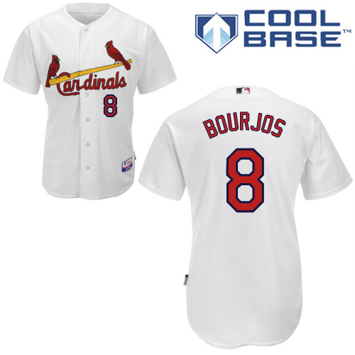 Peter Bourjos #8 MLB Jersey-St Louis Cardinals Men's Authentic Home White Cool Base Baseball Jersey